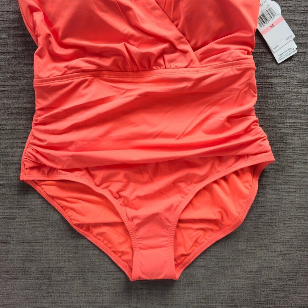 NWT JANTZEN Women's Peach Jewel Portrait Back One-piece Swimsuit Size 10 - Picture 13 of 13